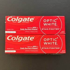 NEW: 2x BOXES Colgate Optic White Stain Fighter Toothpaste - Clean Mint Paste